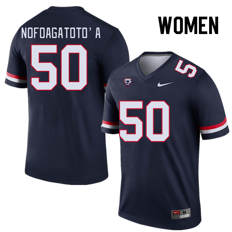 Women #50 Sio Nofoagatoto'a Arizona Wildcats College Football Jerseys Stitched Sale-Navy - Click Image to Close